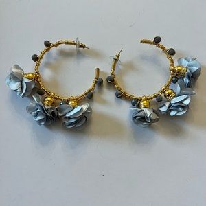 NWOT Blue Flower Hoops